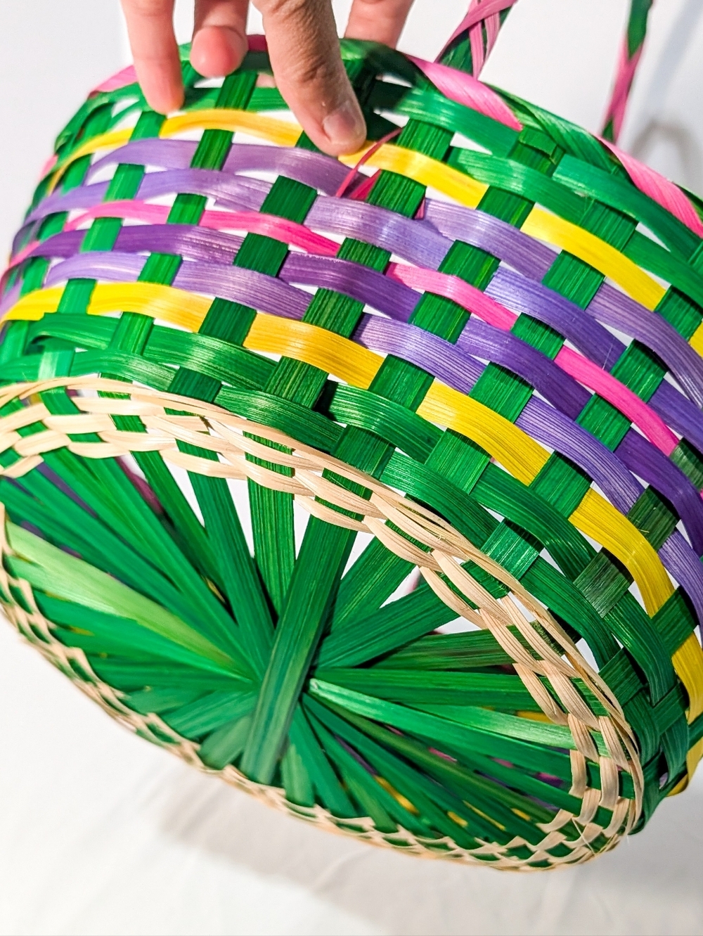 Bright Multi-Color Woven Spring/Easter Basket - Picture 9 of 12